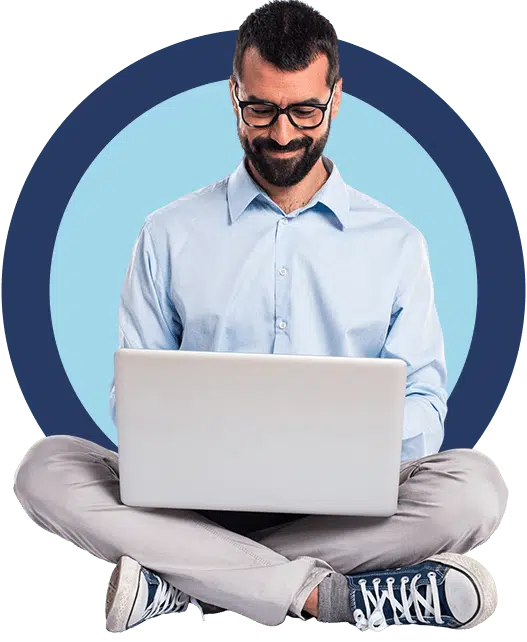 Professional working on laptop representing Logic Innovation Solutions